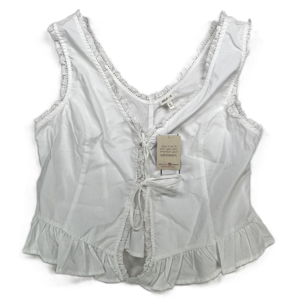 Self Esteem Juniors' Peplum Corset Top Sleeveless Snow White Size XL NWT